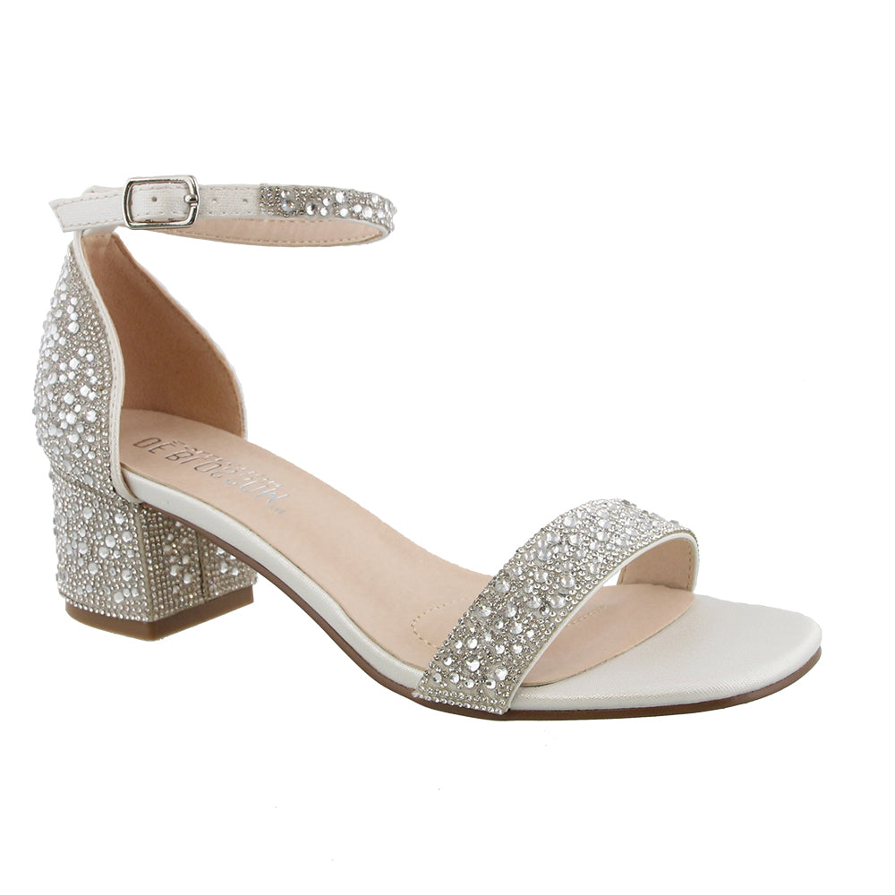 silver low heel dress sandals Rhinestone Dress Sandal