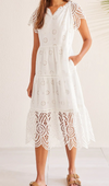 Cotton Eyelet Dress with Tassels