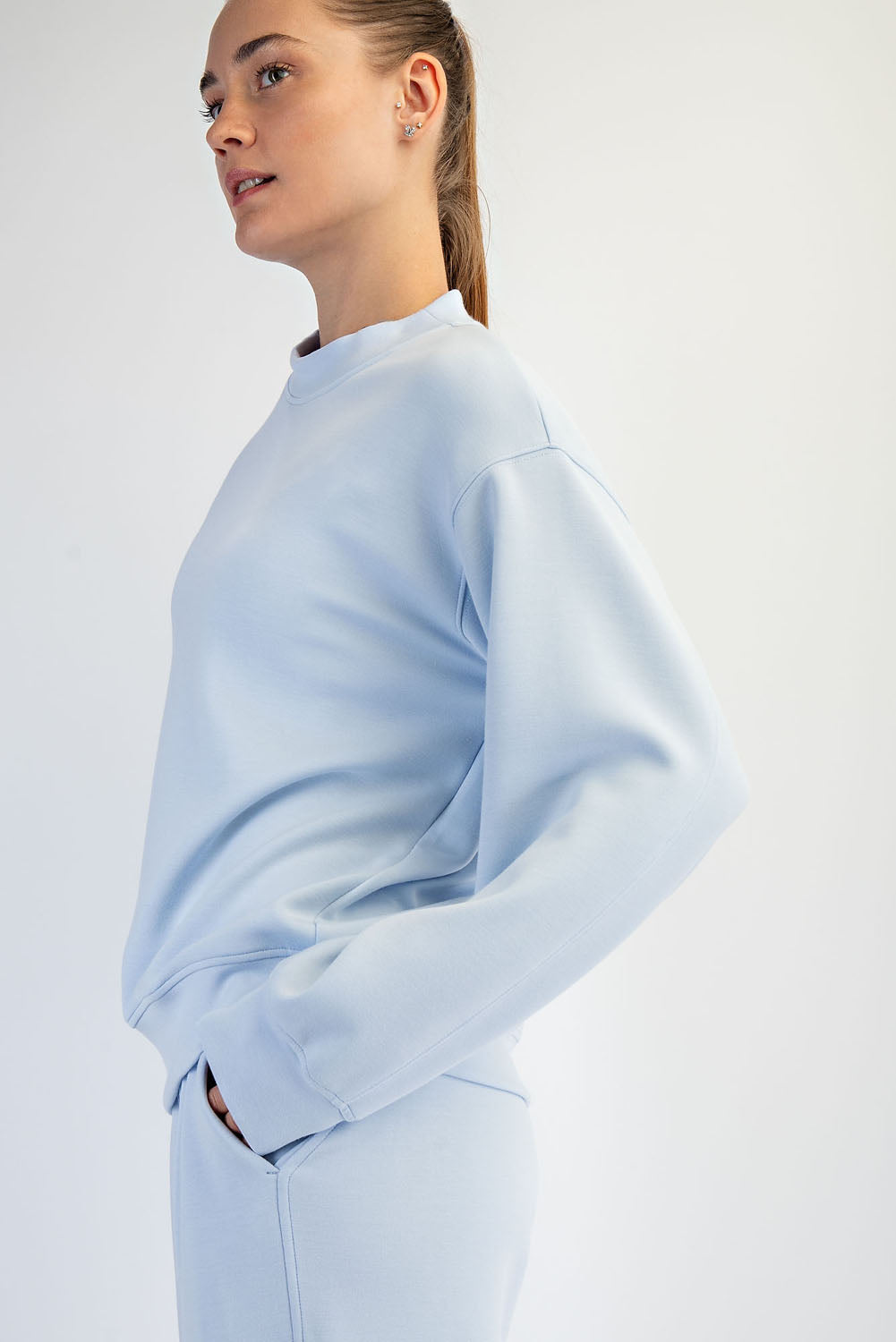 Modal Poly Span Mock Neck Pullover
