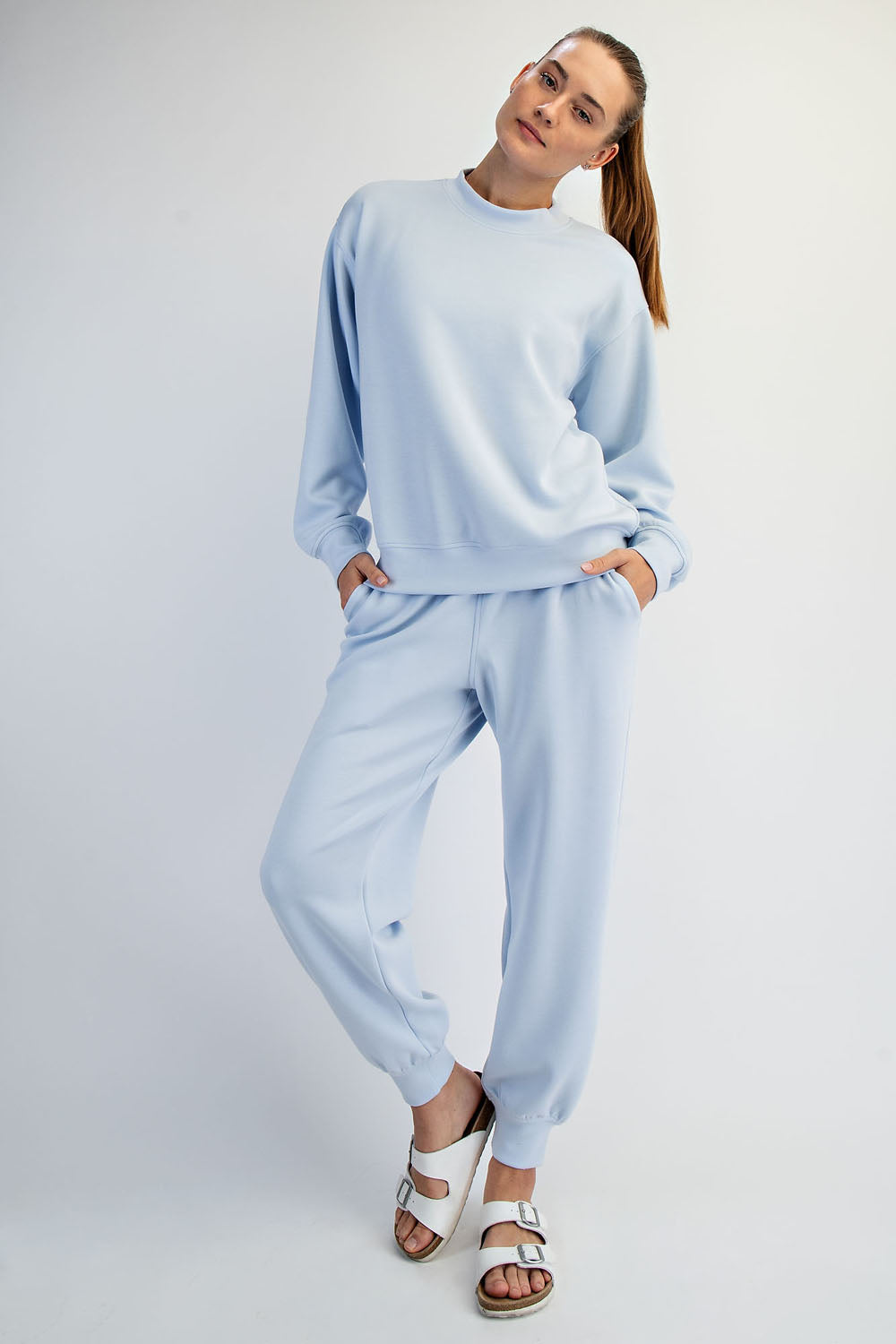 Modal Poly Span Mock Neck Pullover