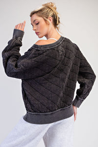 Quilted Off Shoulder Sweatshirt