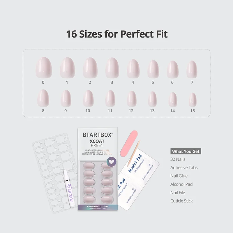 Nude Pink Extra Short Almond Nails - Plain Artificial Nails: Power Calm