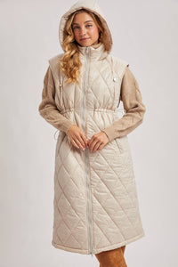 Diamond Quilt Puffer Long Line Vest