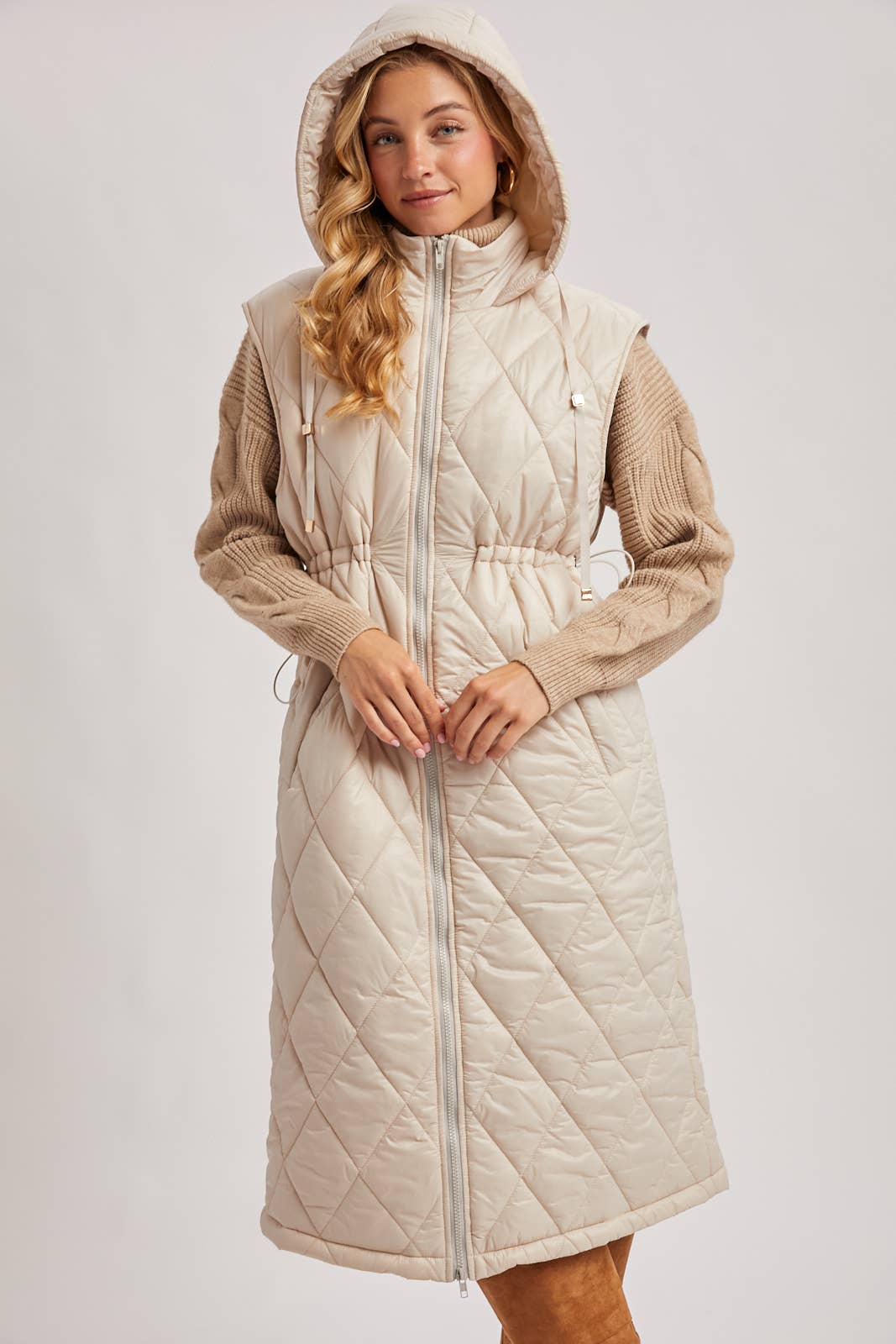Diamond Quilt Puffer Long Line Vest