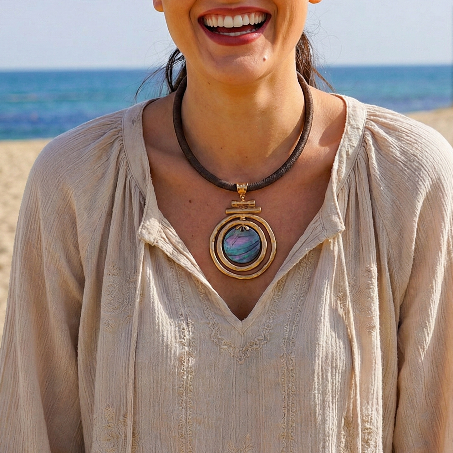 Mother of Pearl Collar Necklace | Handmade Statement Jewelry