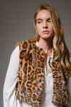 Animal Print Cropped Faux Fur Vest