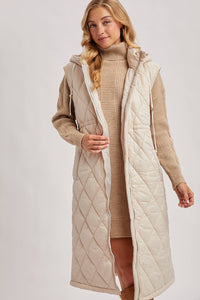 Diamond Quilt Puffer Long Line Vest