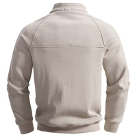 Men's Navy Stand-Collar Fleece Quarter-Zip Sweatshirt
