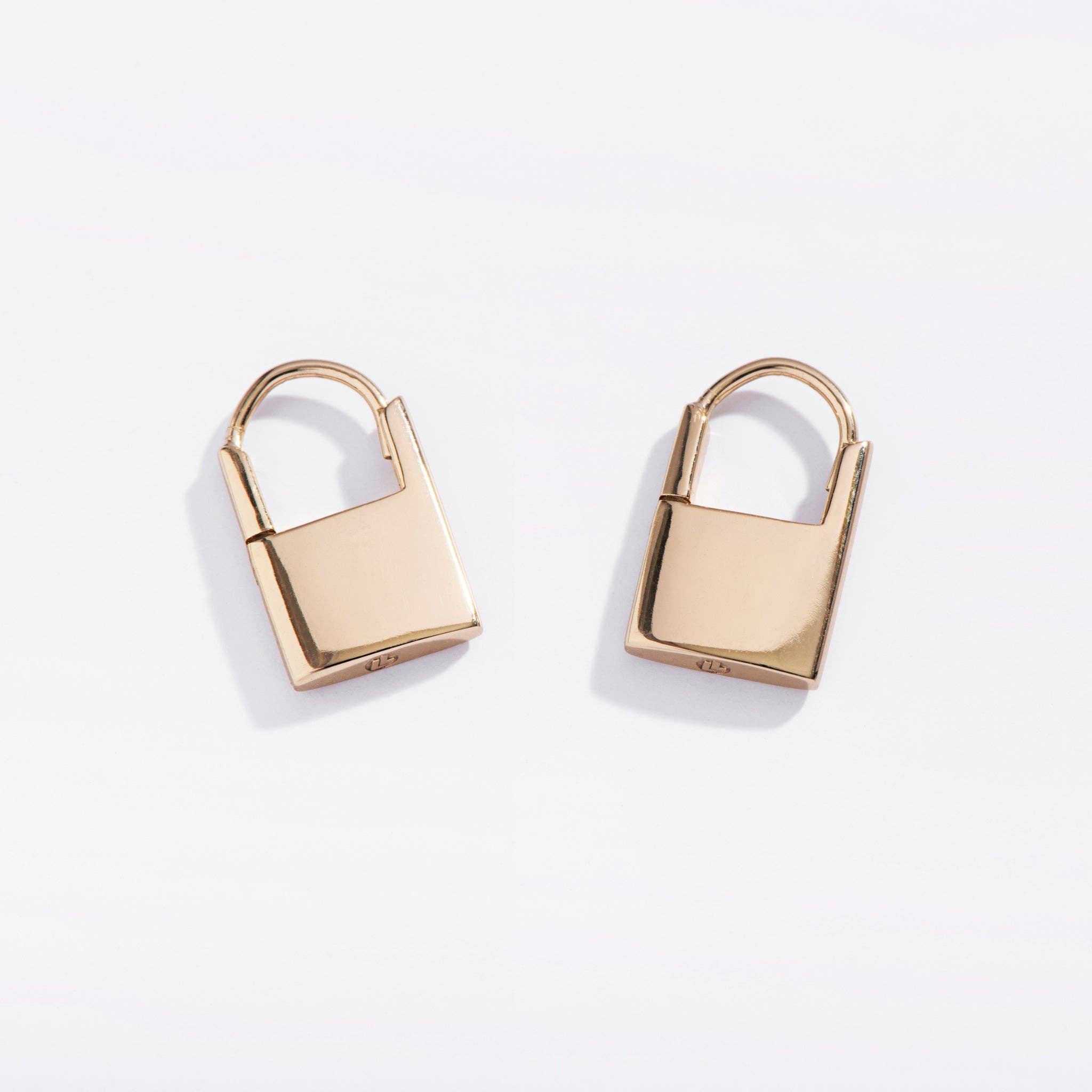 Padlock Huggie Hoops: Gold