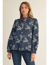 Floral Shirt with Ruffle Neckline