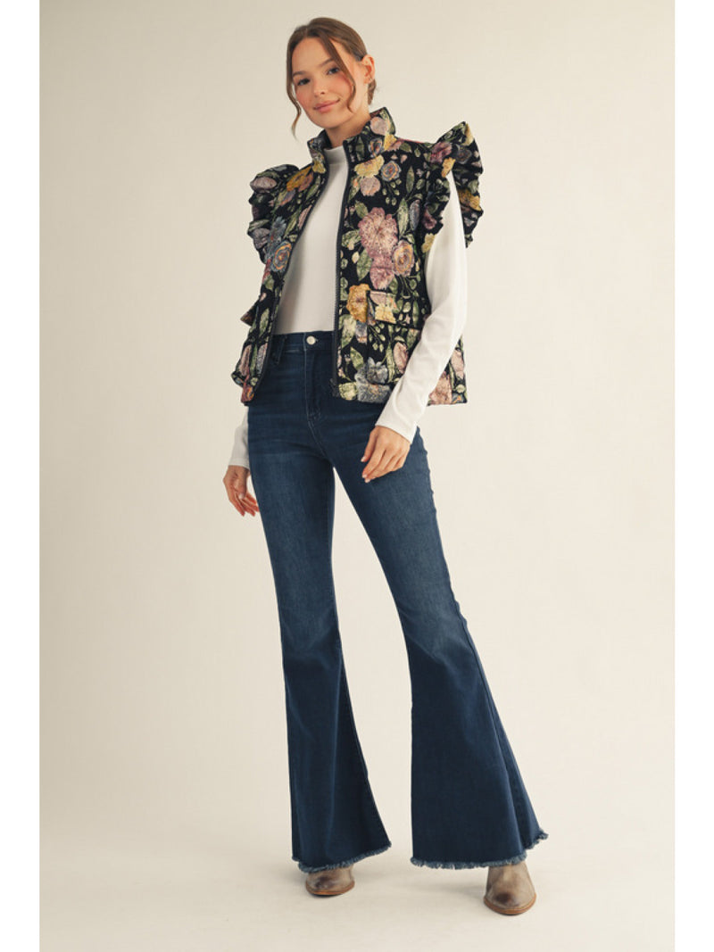 Jacquard Vest with Metallic Accents