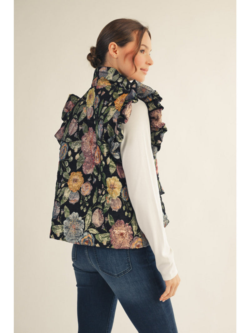 Jacquard Vest with Metallic Accents