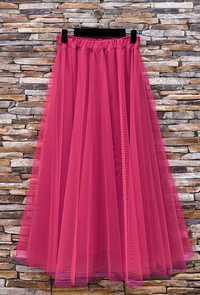 One Size Fuchsia Italian Tulle Midi Skirt