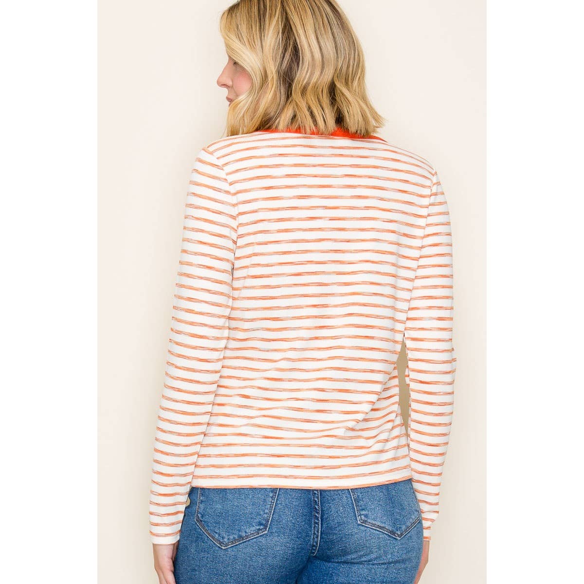 SPACE DYE STRIPED TOP: RUST