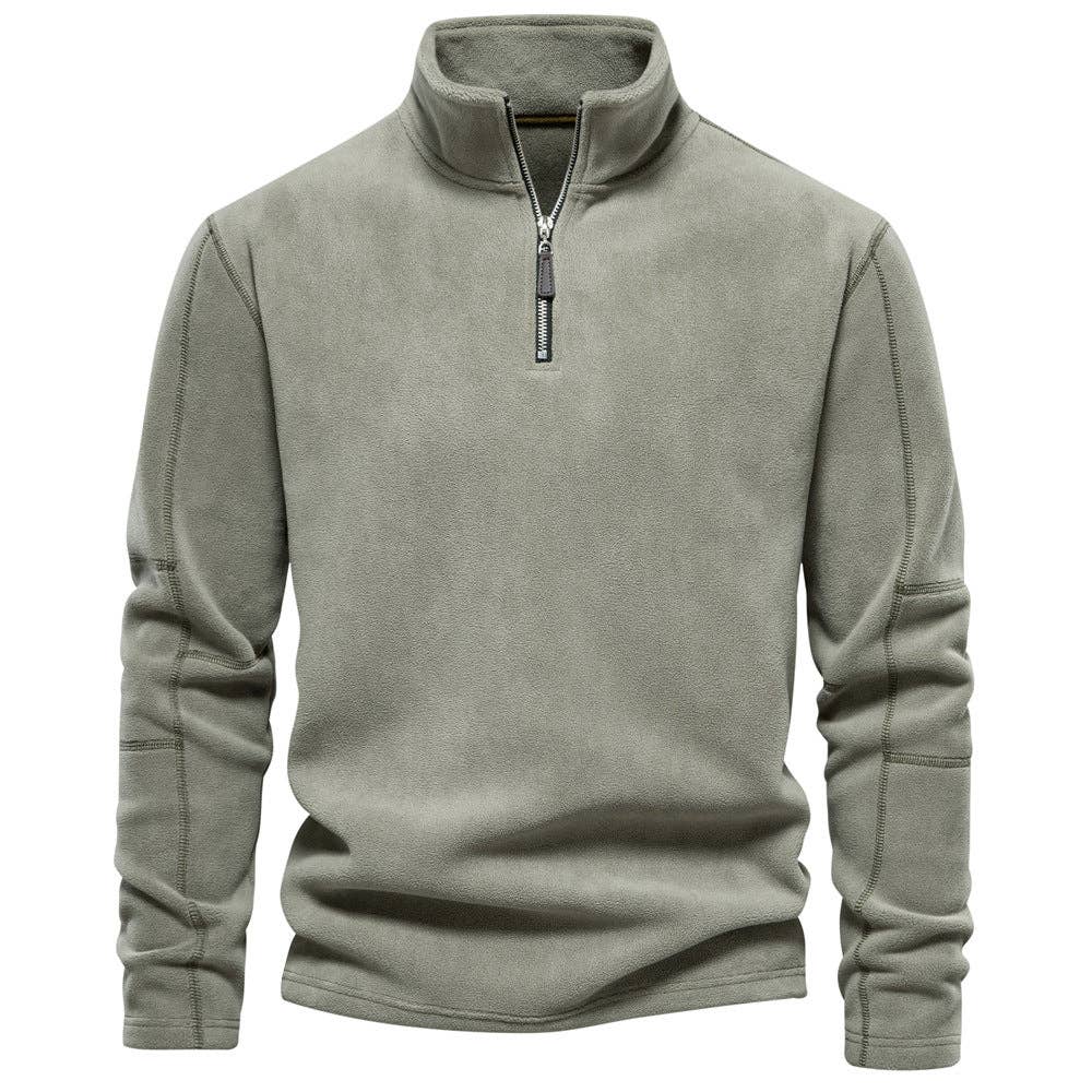 Men's Stand-Collar Long-Sleeve Fleece Quarter-Zip Sweatshirt