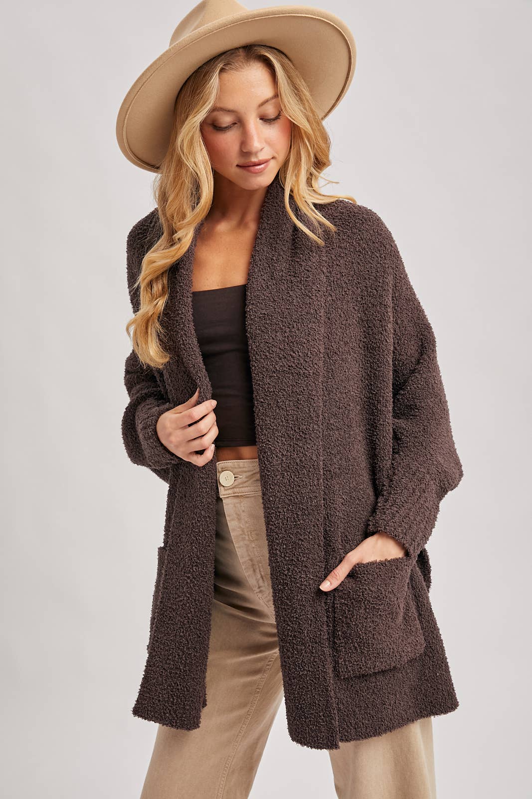 BLANKET WRAP BOUCLE SWEATER CARDIGAN