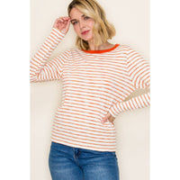 SPACE DYE STRIPED TOP: RUST