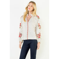 Embroided Floral Polkadot Top