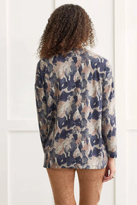 Soft Printed Crew Neck Top with Side Slits
