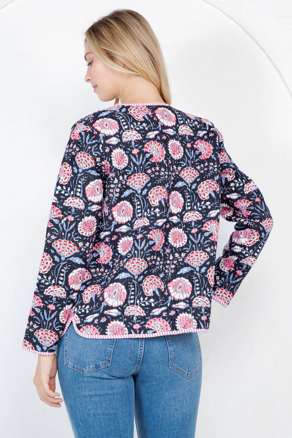 Floral Print Quilted Cotton Jacket