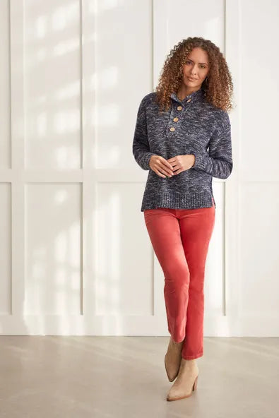 Meck Neck Button Sweater