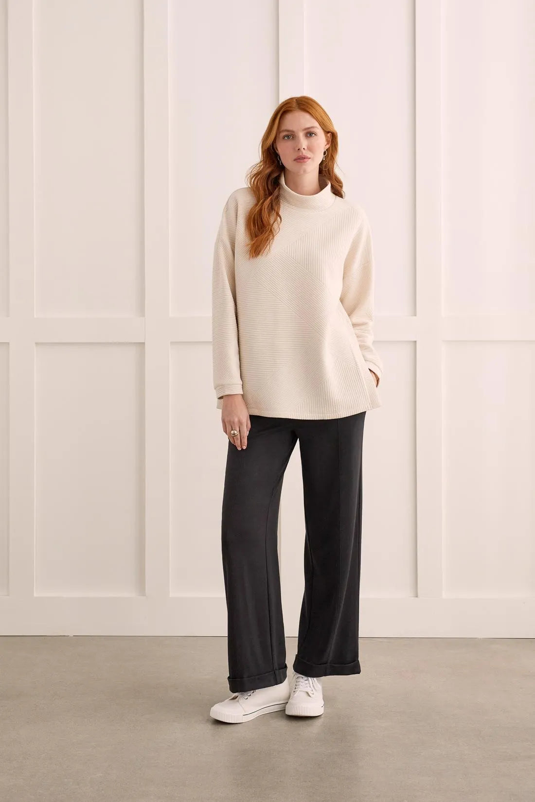 Quilted Knit Tunic with Side Slits