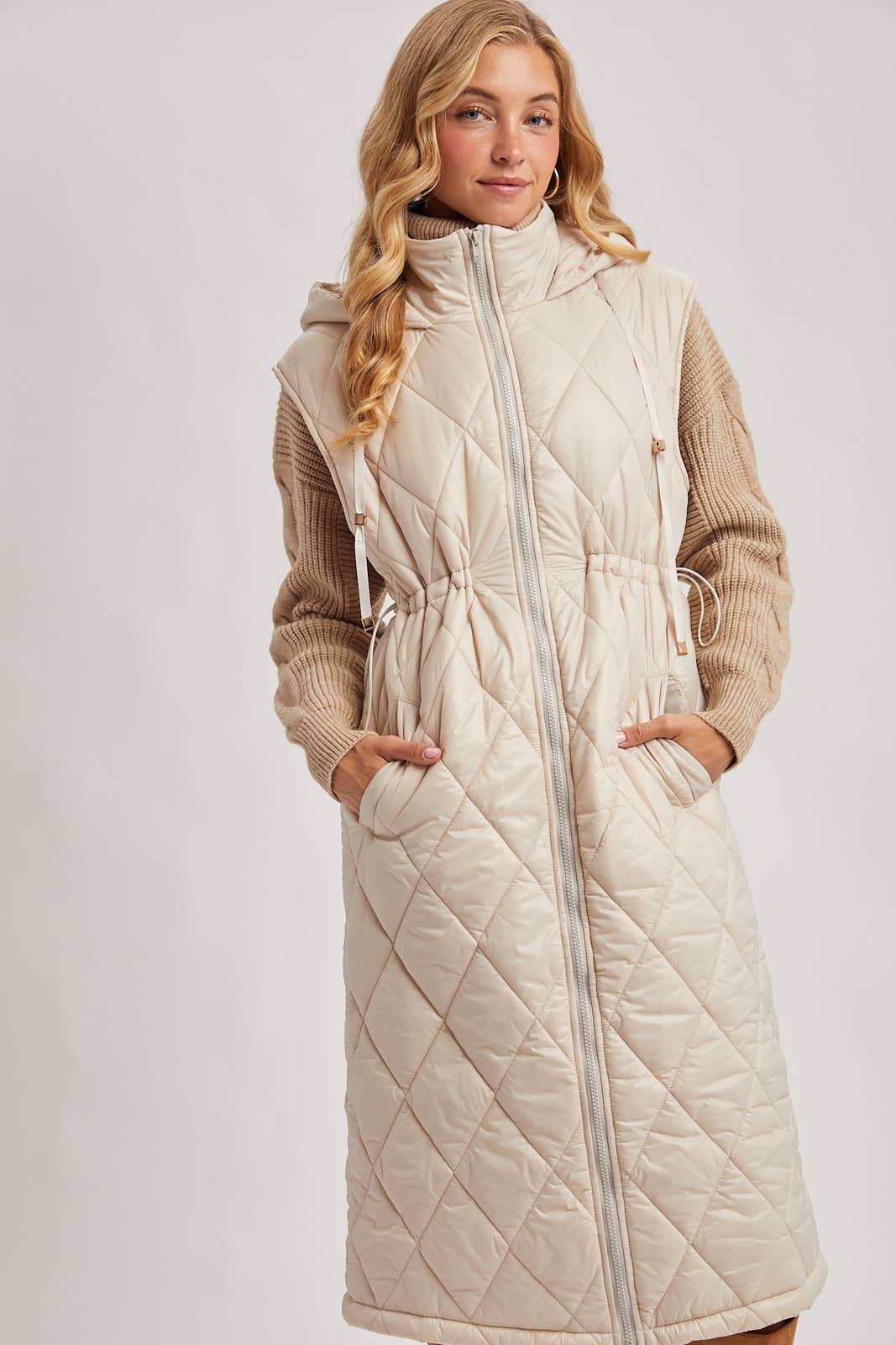 Diamond Quilt Puffer Long Line Vest