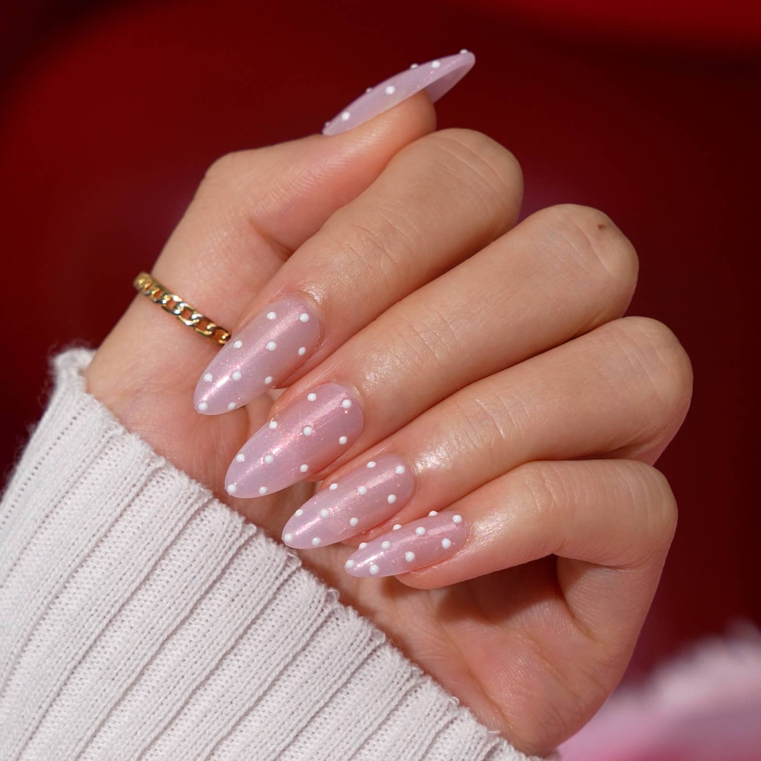 French Tip Press On Nails- Almond 3D Red Lips Valentine Nail: Date Night