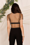 Pearls and Rhinestones Short Sleeve Mesh Top