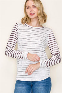 Double Striped Poly French Terry Top
