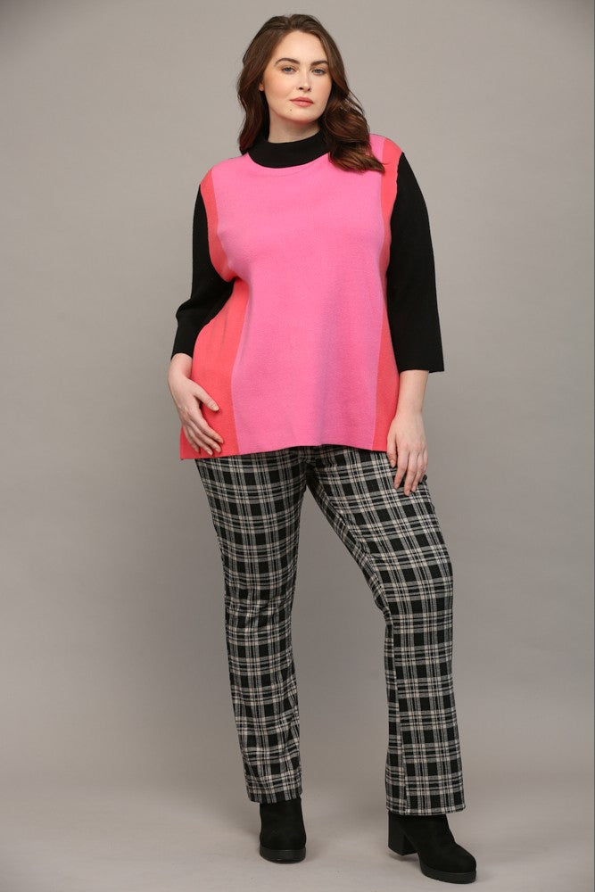 Curvy Color Block Mock Neck Sweater