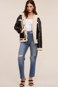 Vegan Leather Shearling Jacket