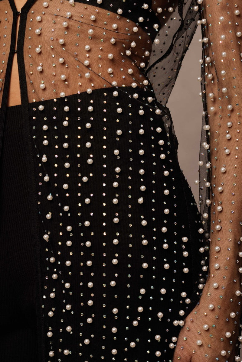 Pearl/Rhinestone Embellished Cardigan