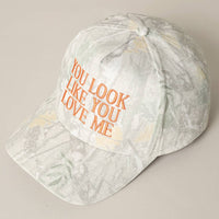 You Look Like You Love Me Embroidery Camo Cap: BEIGE CAMO-BEIGE / ONE SIZE