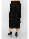 Layered Fringe Maxi Skirt