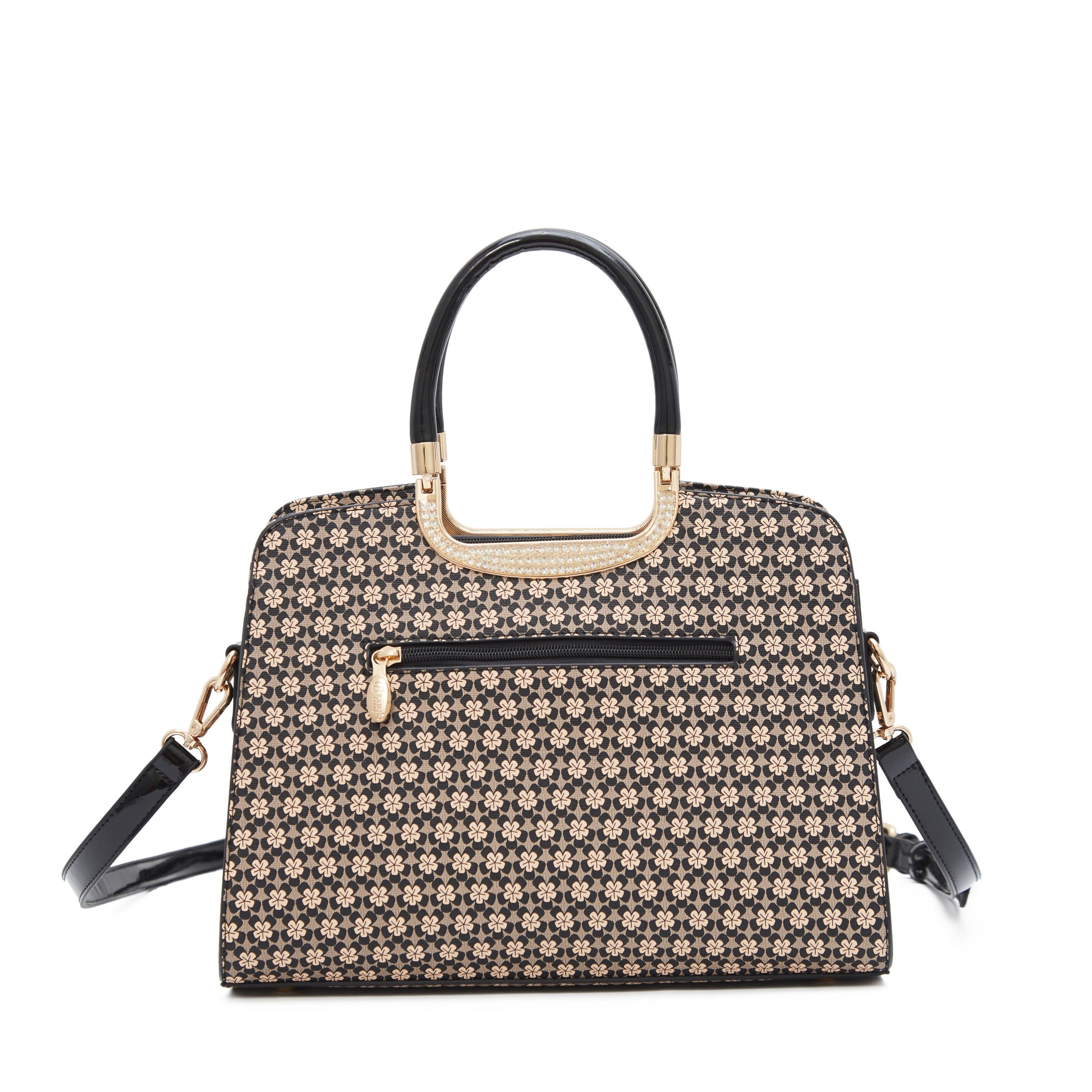 Brangio Italy Galaxy Stars Clover Stars Designer Tote Bag: Black