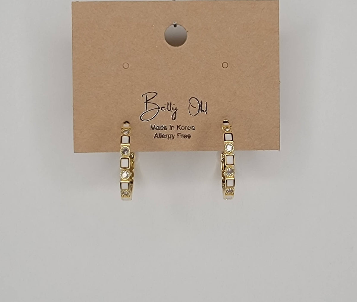 Deco White Hoop Earrings