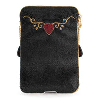 The Queen Beaded Queen Playing Card Mini Crossbody Clutch