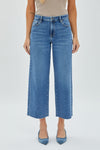Nori Medium Wash Cropped Wide Leg with Cut Hem