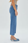 Nori Medium Wash Cropped Wide Leg with Cut Hem