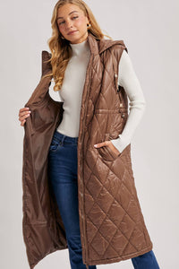 Diamond Quilt Puffer Long Line Vest