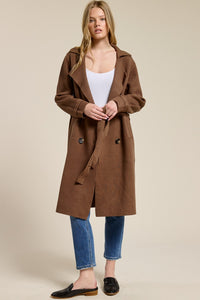Luxe Brushed Double-breasted Belted Coat