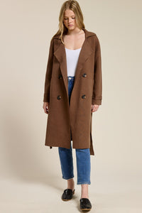 Luxe Brushed Double-breasted Belted Coat