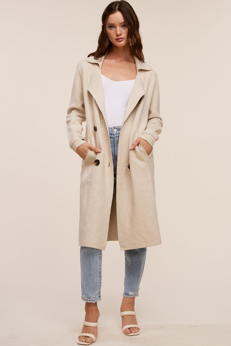 Luxe Brushed Double-breasted Belted Coat