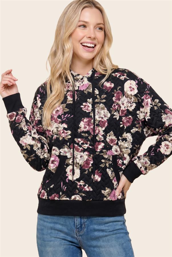 Quilted Floral Hoodie