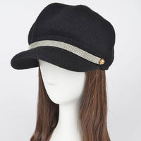 One Rhinestone Line Fashion Cap: BK