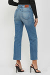Medium Wash Knee Slit Stretch Relaxed Straight