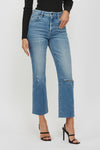Medium Wash Knee Slit Stretch Relaxed Straight