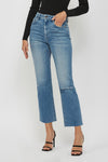 Medium Wash Knee Slit Stretch Relaxed Straight