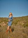 Embroidered Snap Front Denim Minidress